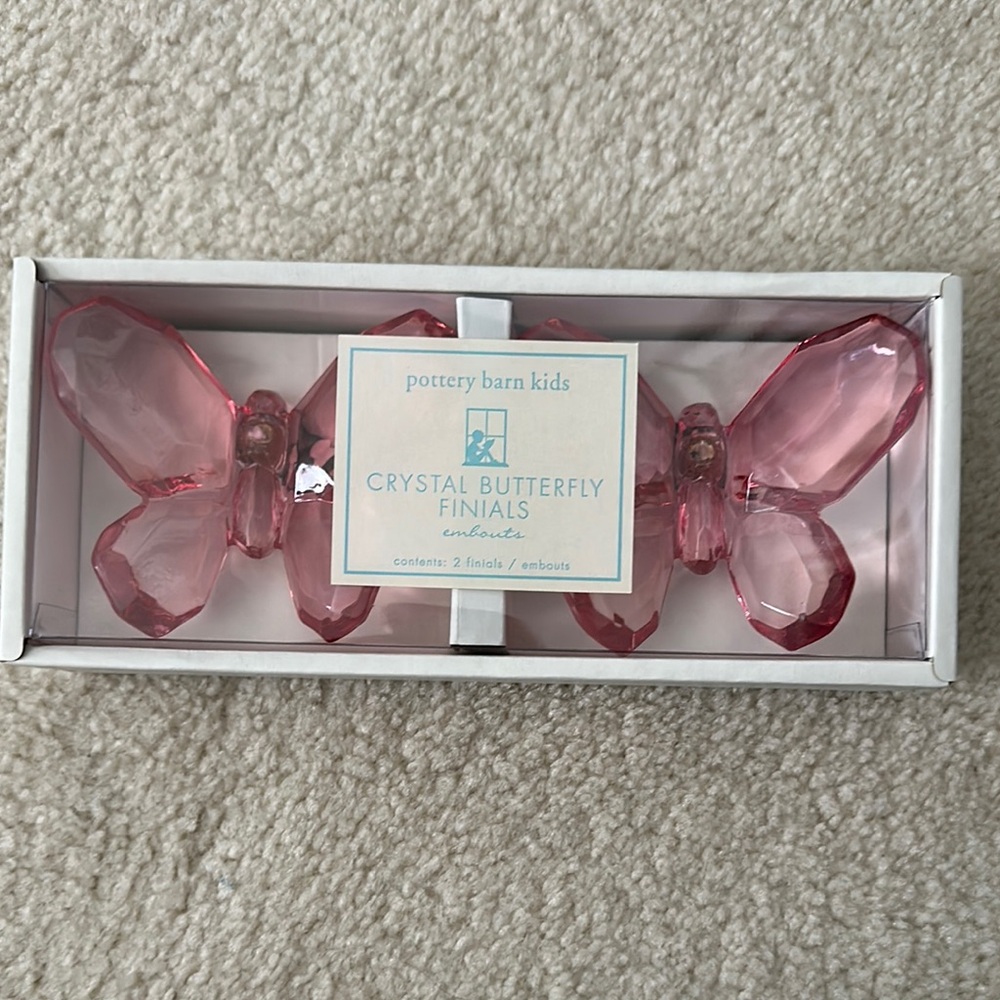 Pottery Barn Kids Pink Crystal Butterfly Finials